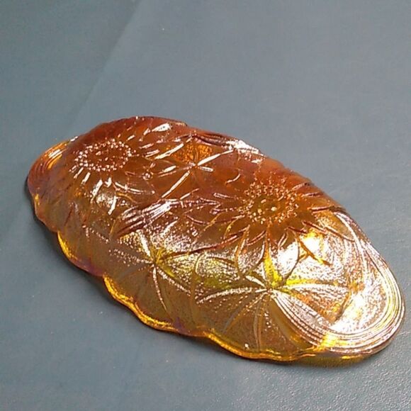 Vintage Amber Carnival Glass Candy Dish Cottagecore Grandmacore - Picture 4 of 5
